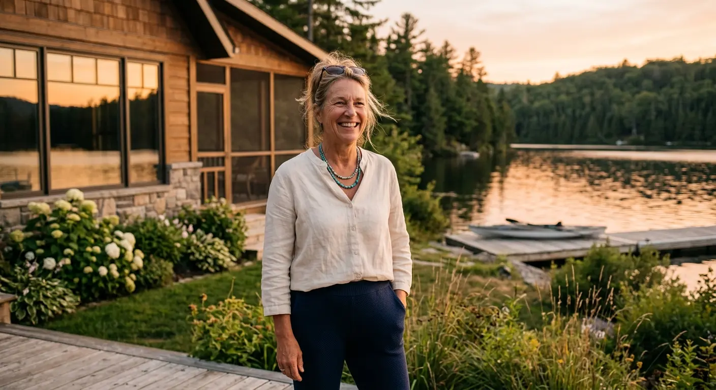 Margaret at her new lakeside cottage